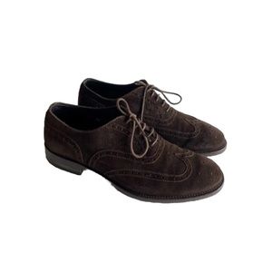 MaxMara Brown Suede Genuine Leather Oxfords size EUR 38, US 7.5